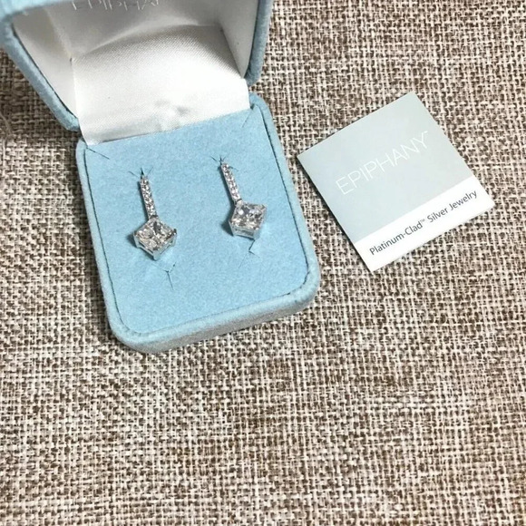QVC Diamonique Epiphany 925 Sterling Silver Leverback Earrings - Picture 8 of 8
